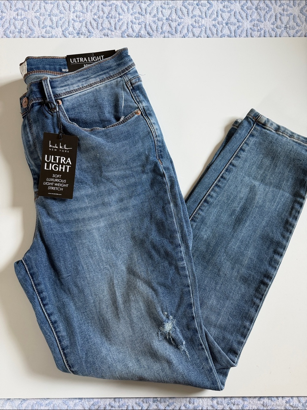 Nicole Miller Light Blue Ultra Light High-Rise Ankle Skinny Jeans